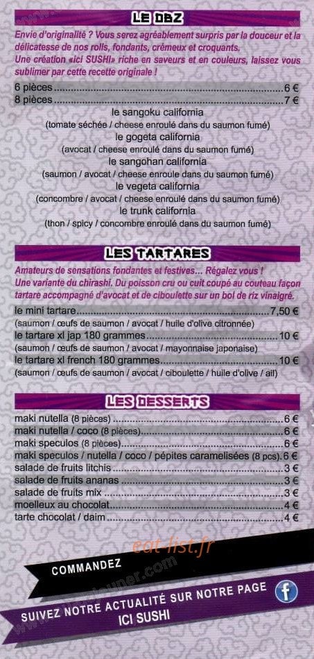 Ici sushi — carte page 4