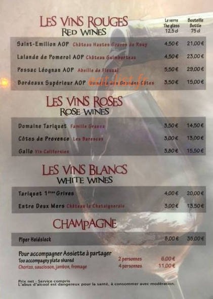 La Brasserie des Arcades — carte page 4
