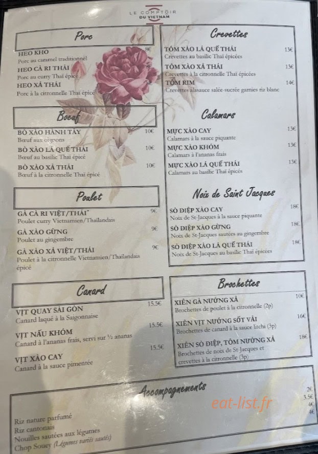Le Comptoir du Vietnam — carte page 1