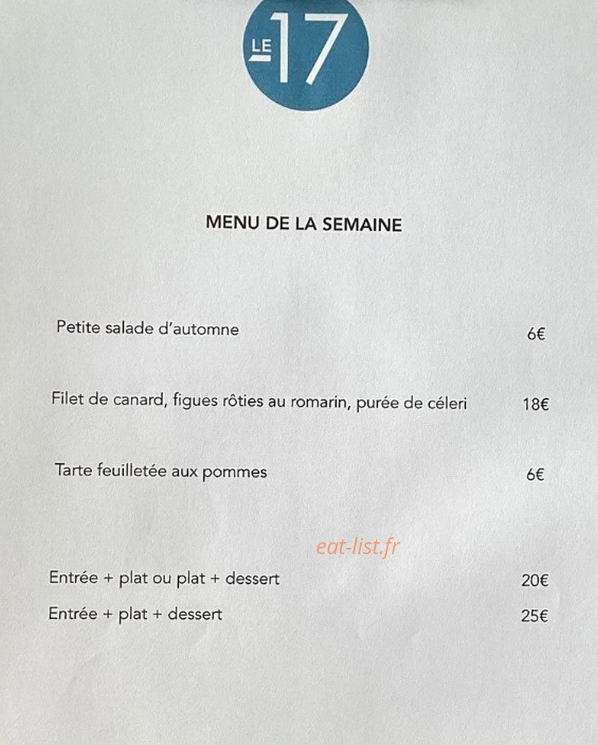 Le Dix-Sept — carte page 2