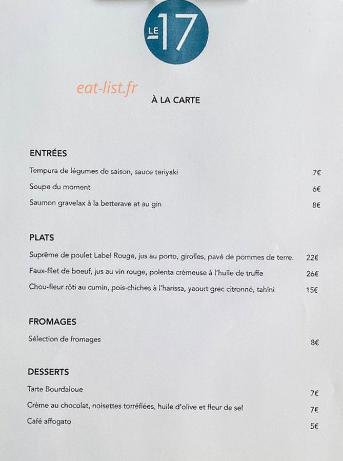 Le Dix-Sept — carte page 1