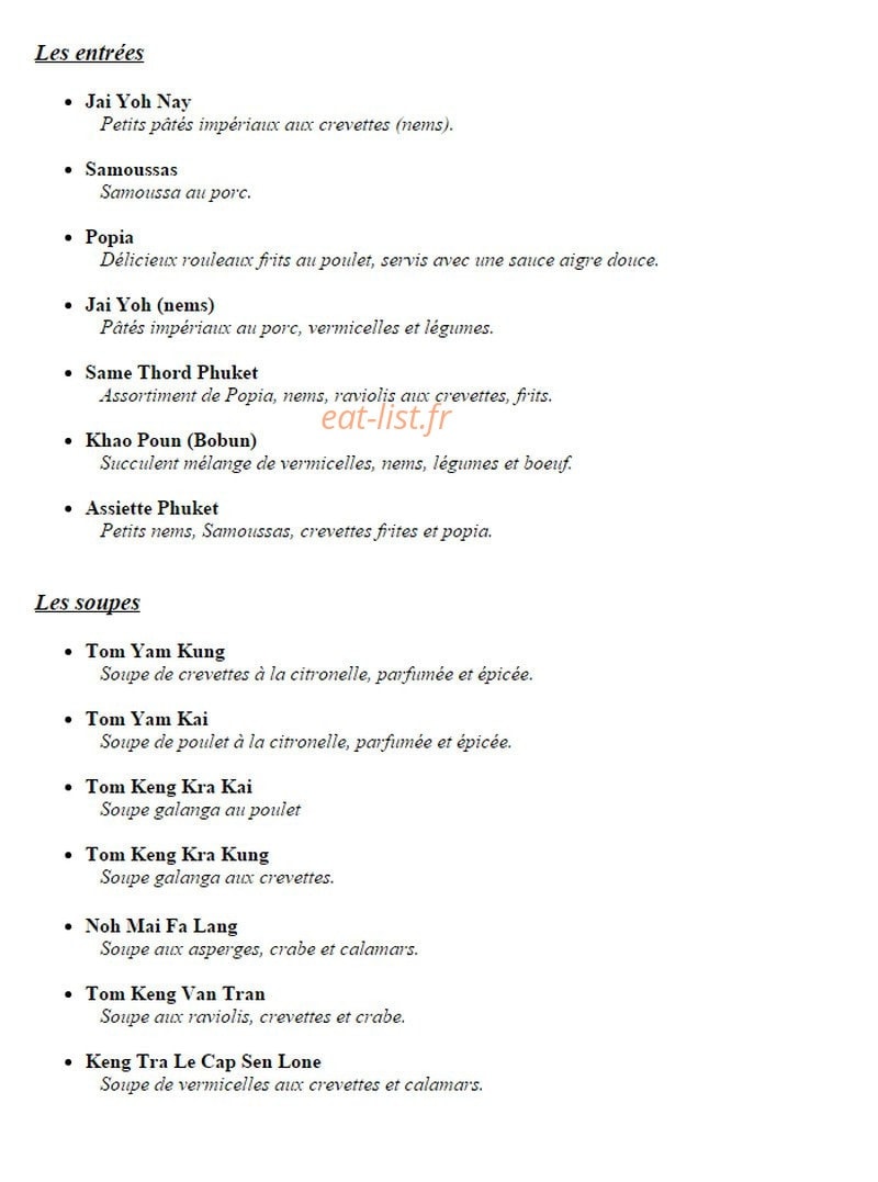 Le Phuket — carte page 1
