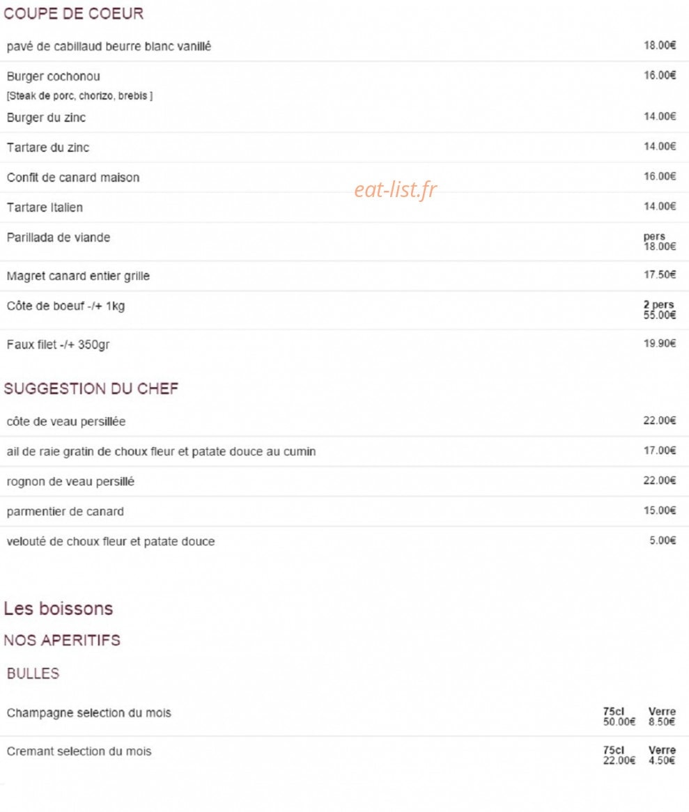 Le zinc authentique — carte page 4