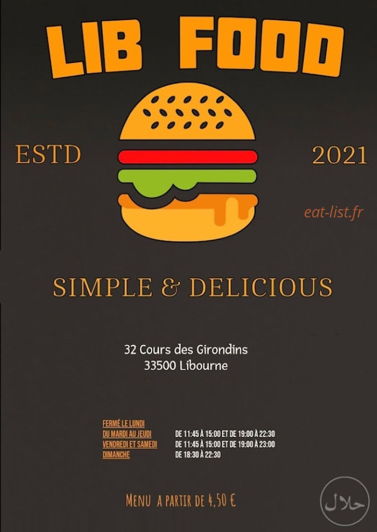 Lib Food — carte page 1