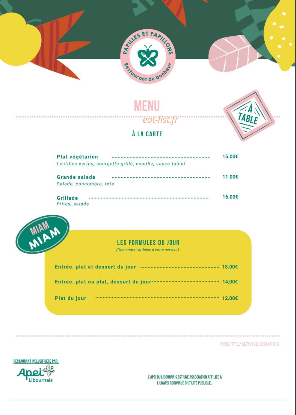 Papilles et Papillons — carte page 1