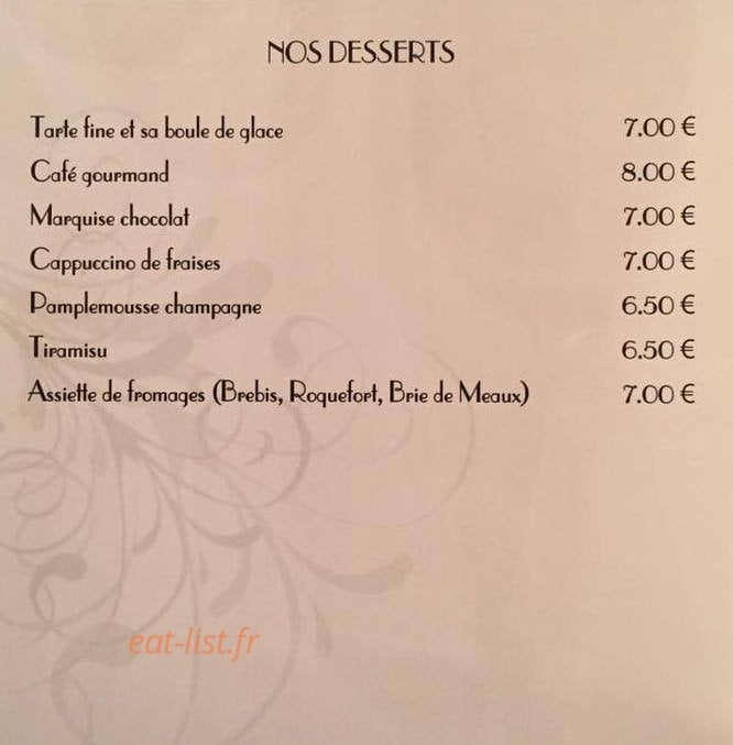 Restaurant L'Art des Mets — carte page 6