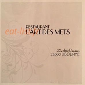 Restaurant L'Art des Mets — carte page 1