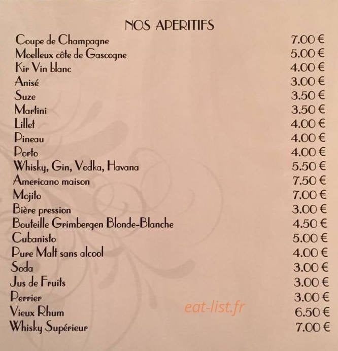 Restaurant L'Art des Mets — carte page 2