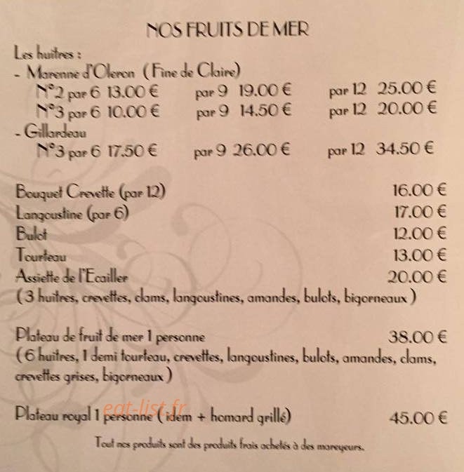 Restaurant L'Art des Mets — carte page 5