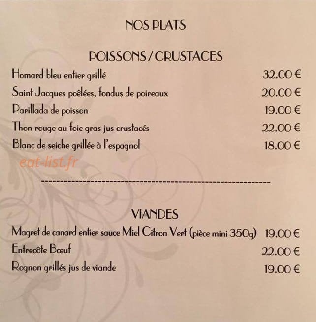 Restaurant L'Art des Mets — carte page 4