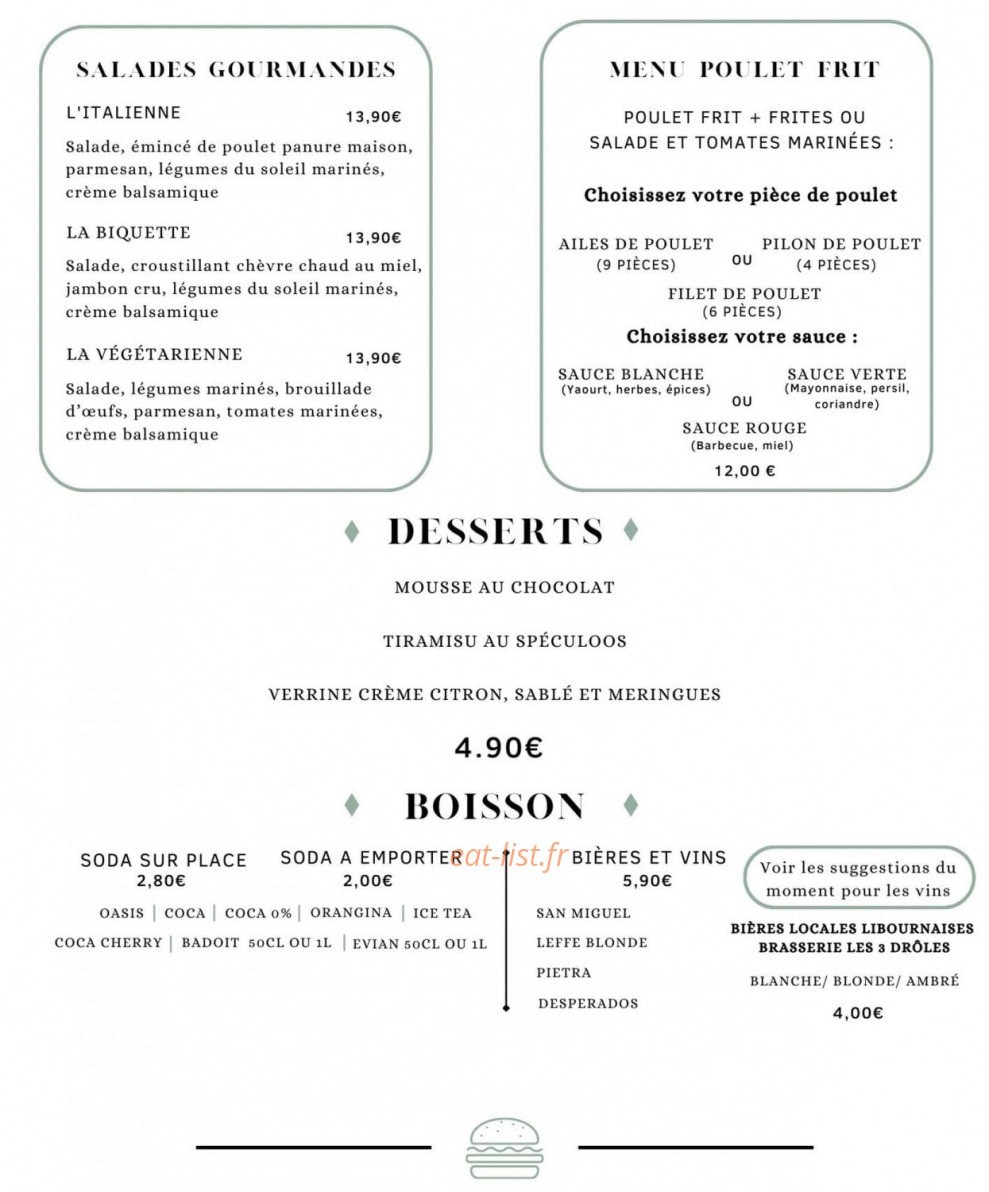 Sabora Burgers — carte page 2