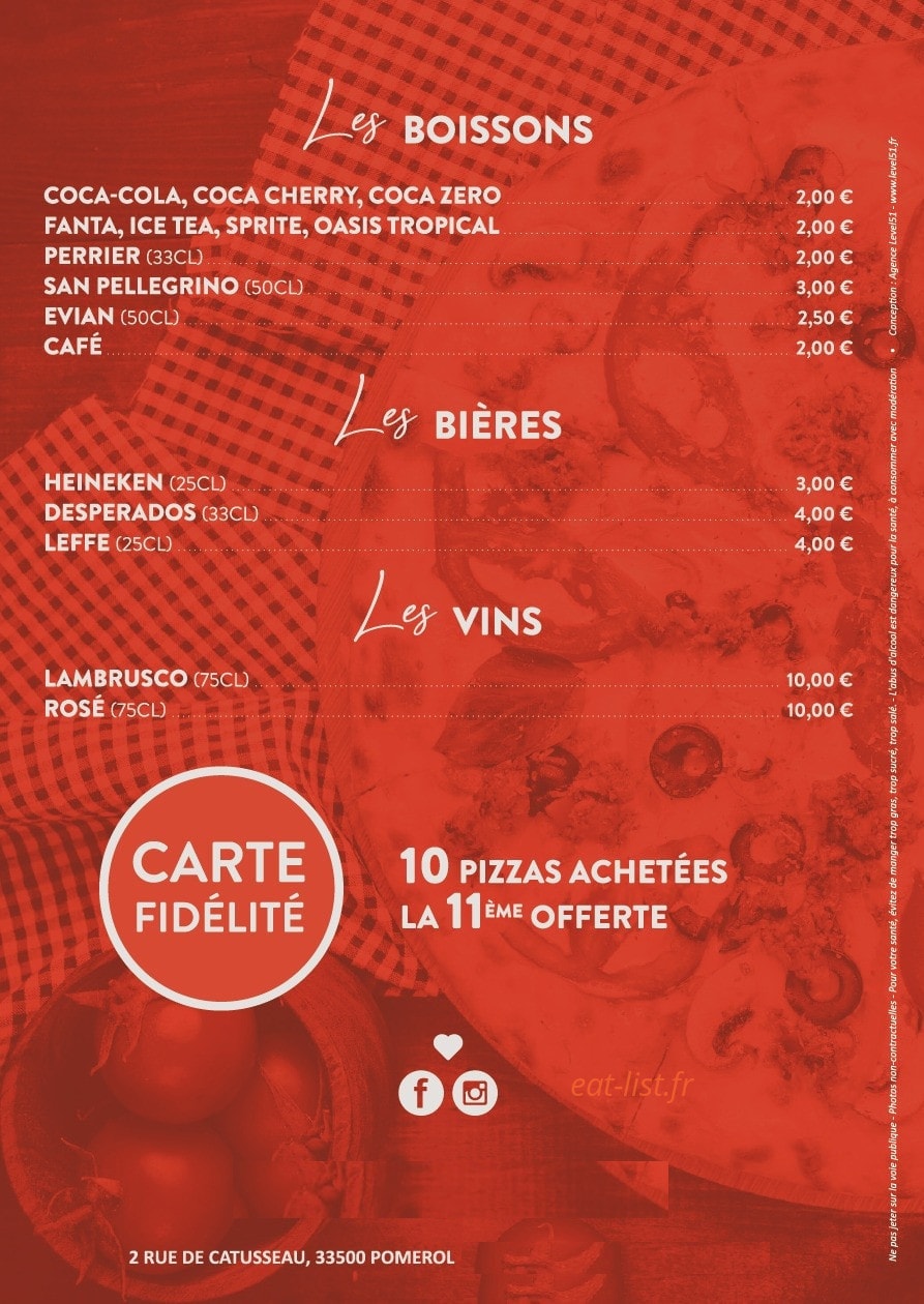 La Pizzeria de Pomerol — carte page 4
