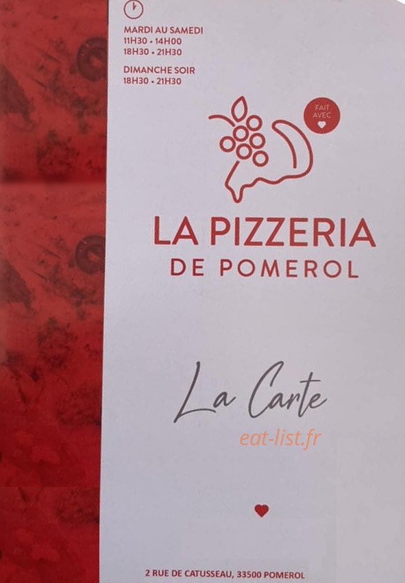 La Pizzeria de Pomerol — carte page 1