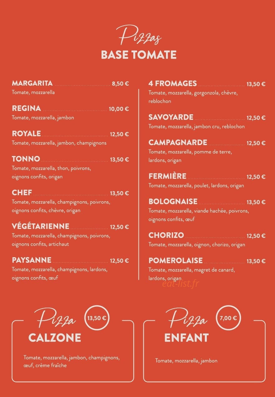 La Pizzeria de Pomerol — carte page 2