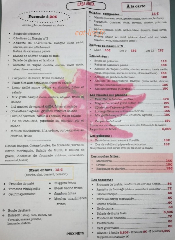 Casa Anita — carte page 1