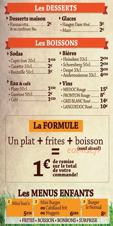 Garden Burger — carte page 3