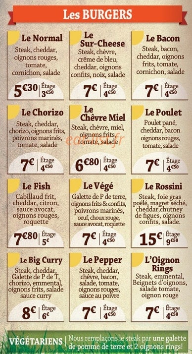 Garden Burger — carte page 1