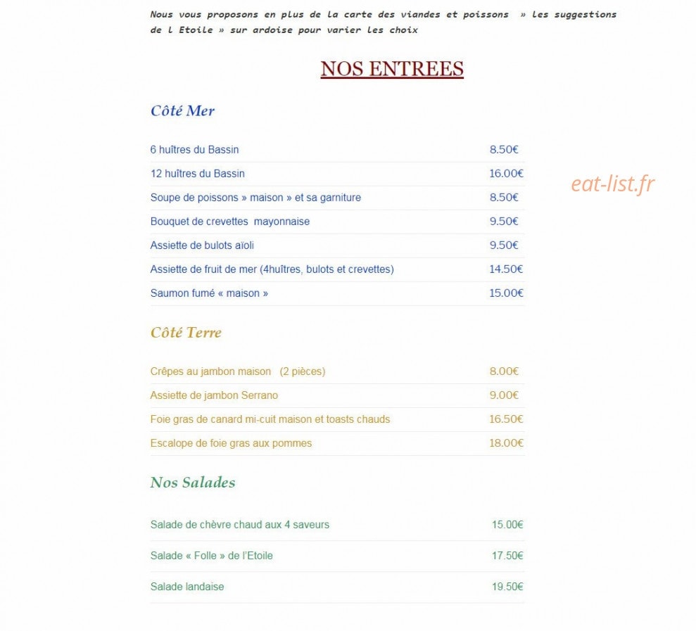 L'Etoile — carte page 1