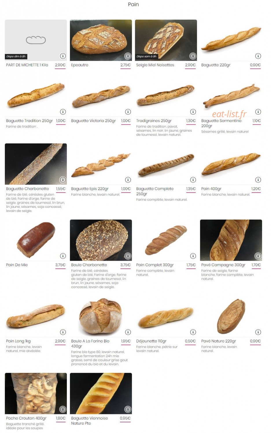 Le Fournil d'Andernos — carte page 7