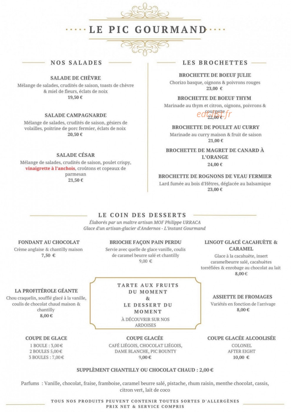 Le Pic Gourmand — carte page 2