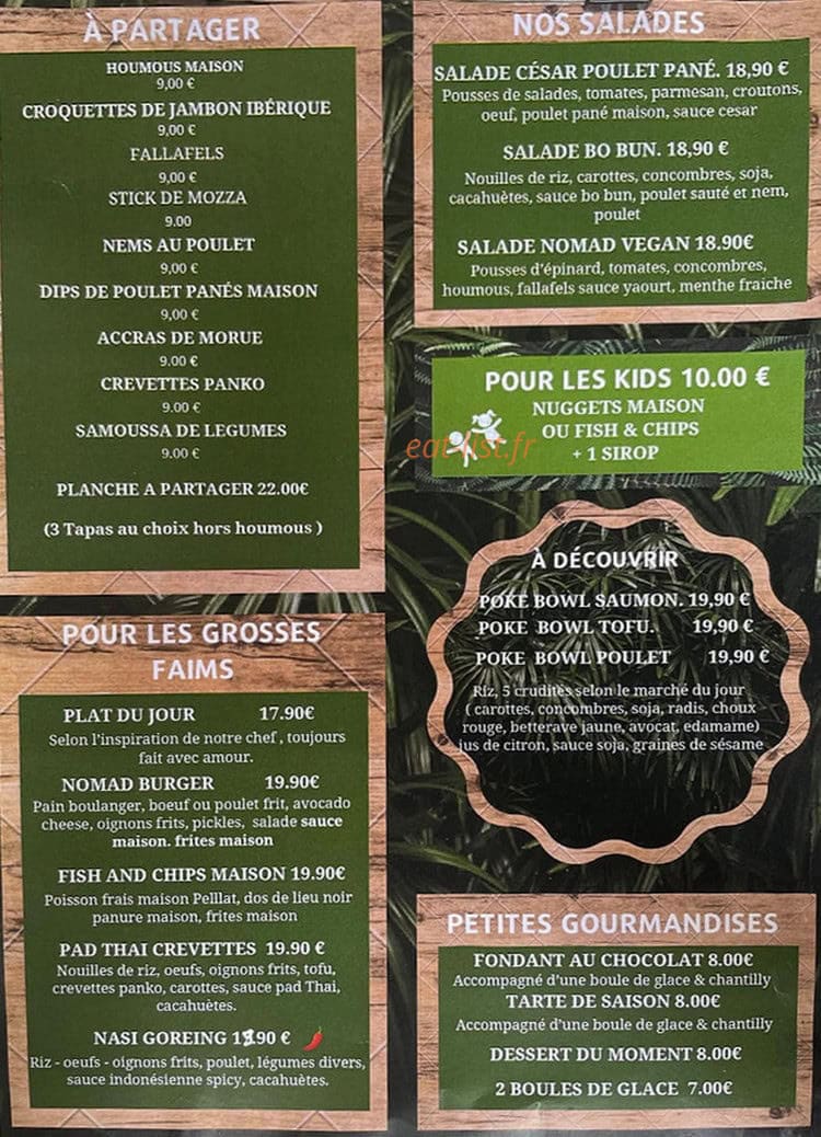 NoMad Café — carte page 1