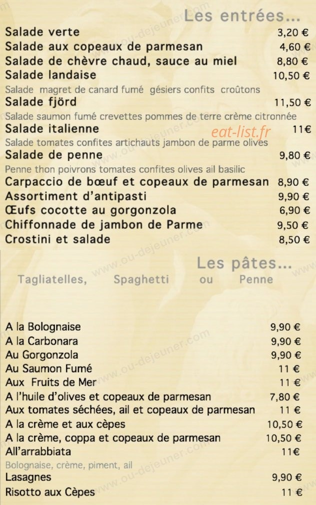 Pizzeria 45 — carte page 2