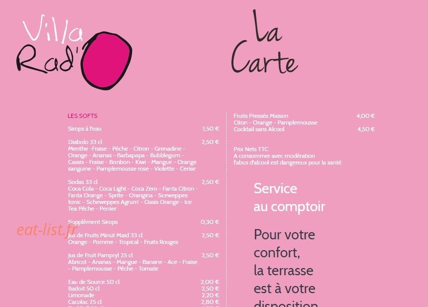 Villa Rad'O — carte page 5
