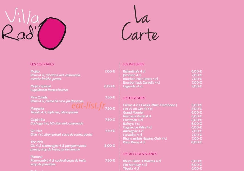 Villa Rad'O — carte page 2