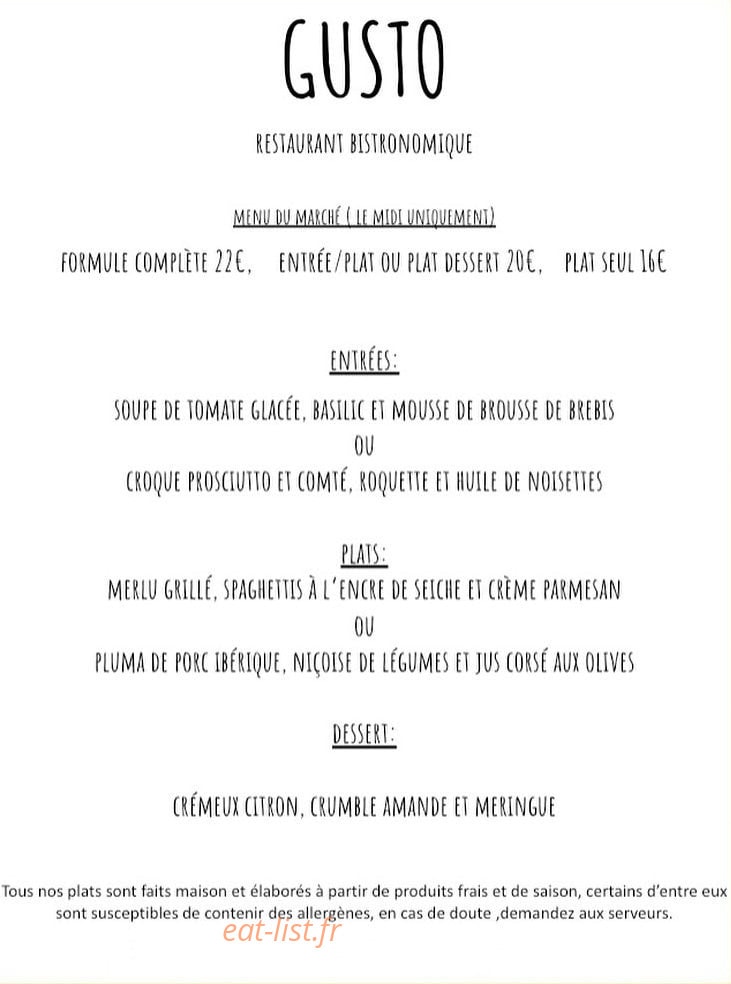 Gusto — carte page 1