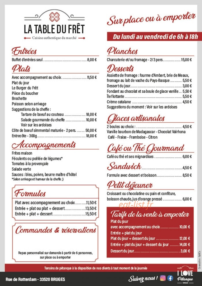 La Table du Frêt — carte page 2