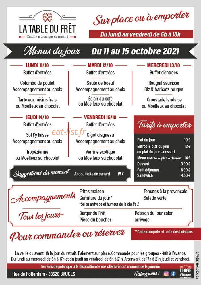 La Table du Frêt — carte page 1