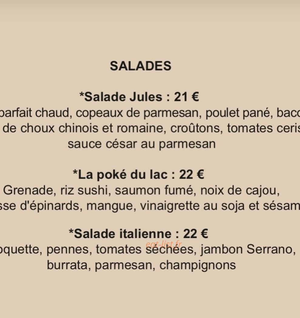 Le Bistrot du lac — carte page 2