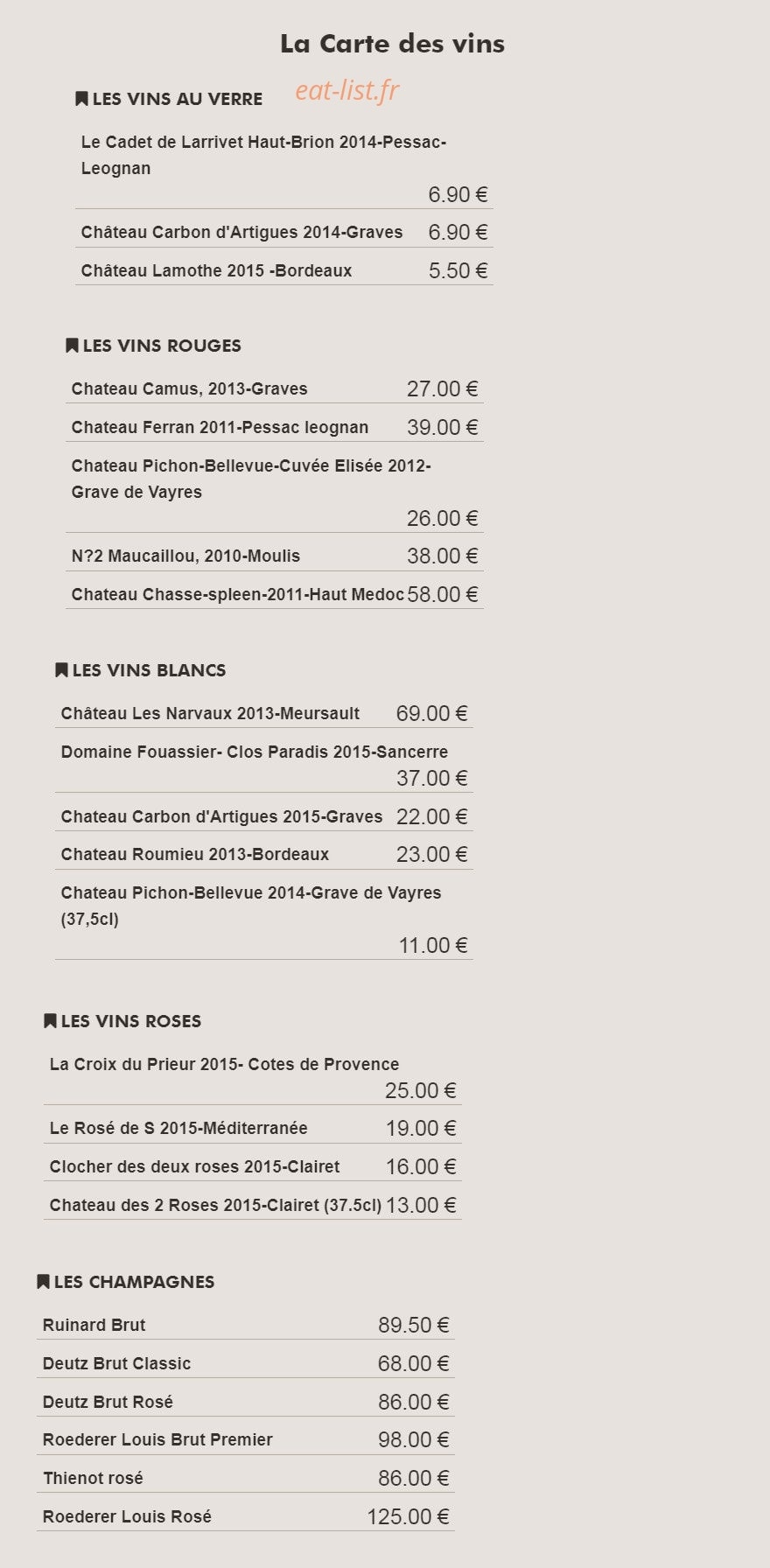Le Cottage du Lac — carte page 3
