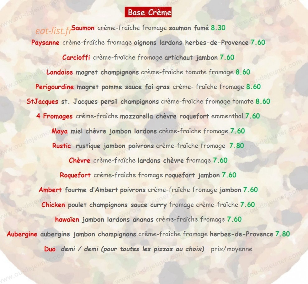Presto Pizza — carte page 3