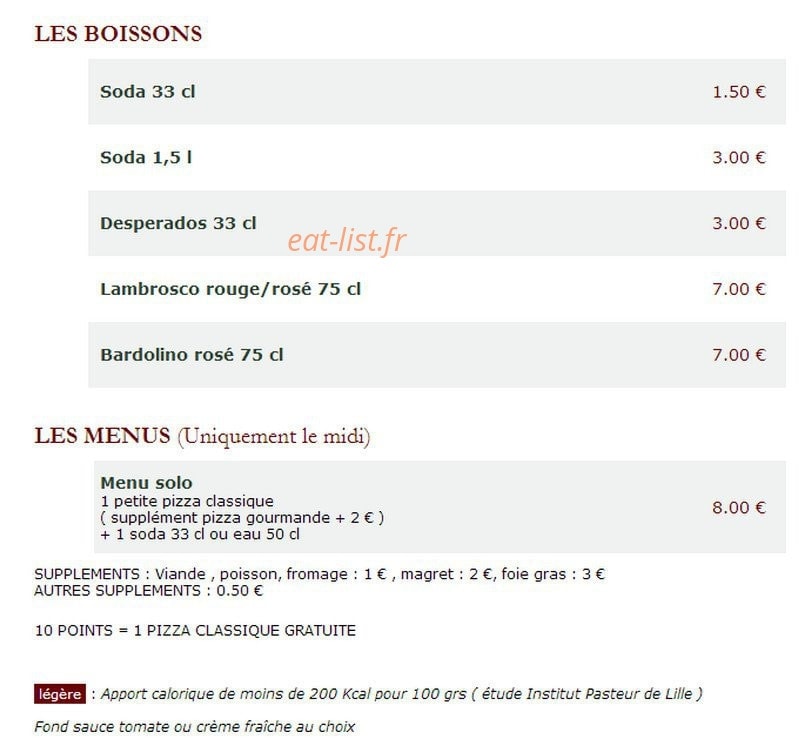 Le Kiosque à Pizzas — carte page 5