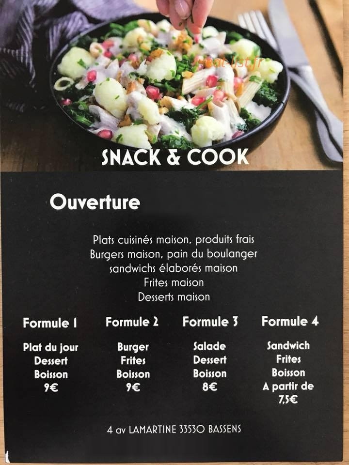 Snack & Cook — carte page 1