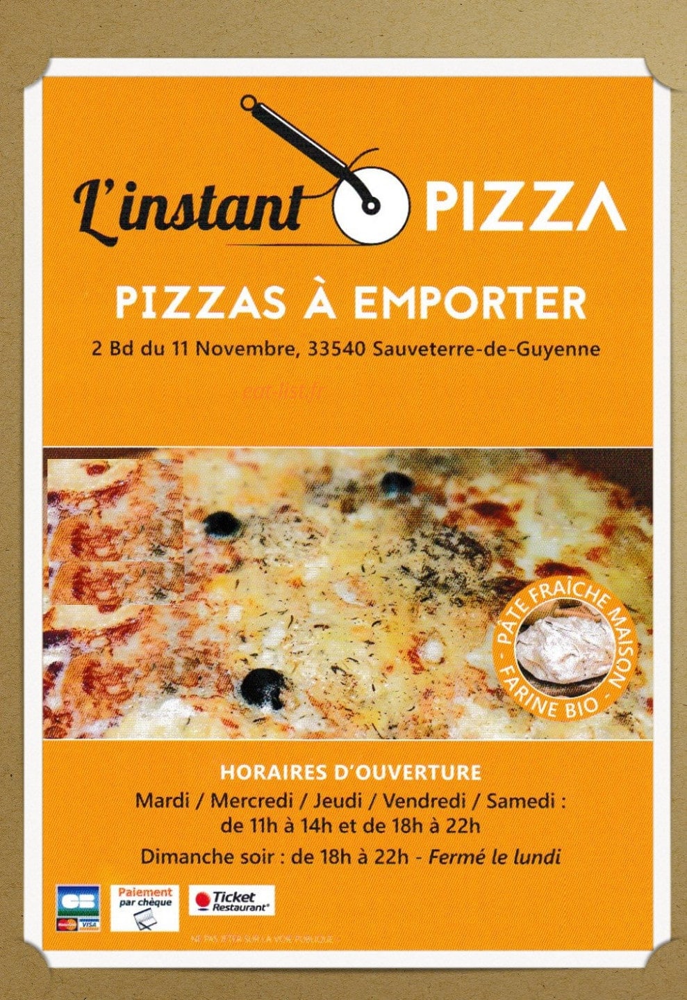 L'instant pizza — carte page 1