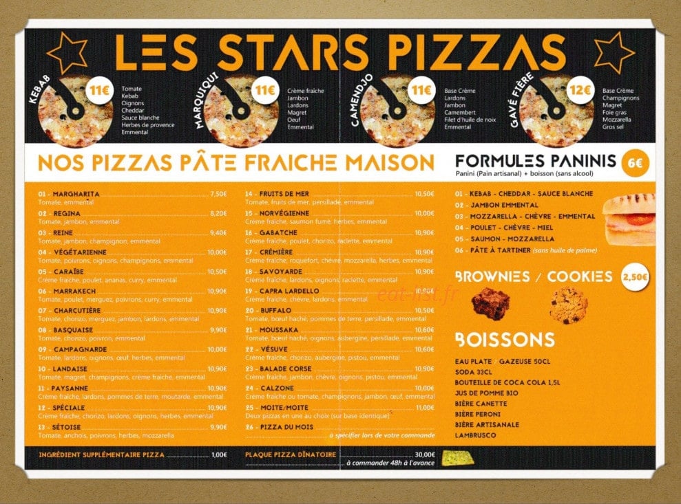 L'instant pizza — carte page 2