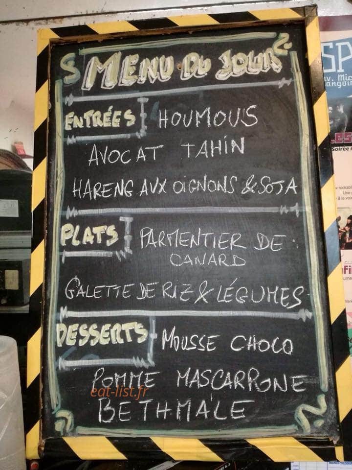 Le Bistrot du Splendid — carte page 1