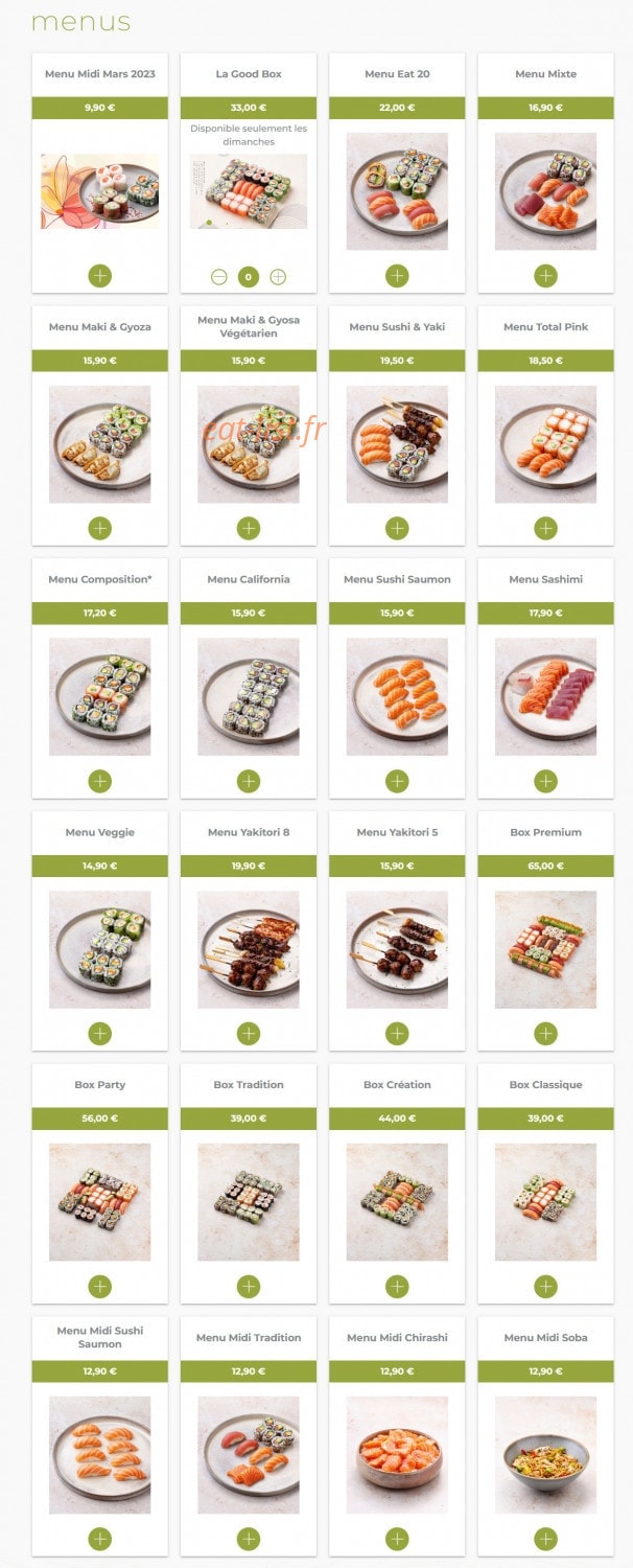 Eat Sushi — carte page 1