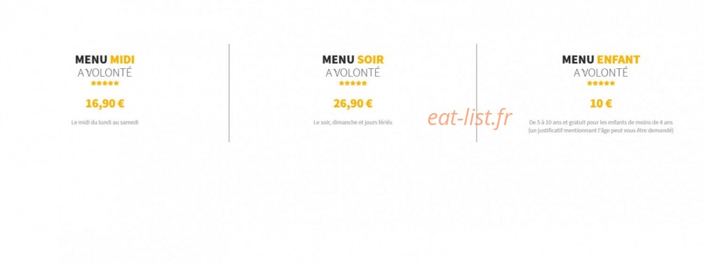 Mosto Buffet — carte page 1