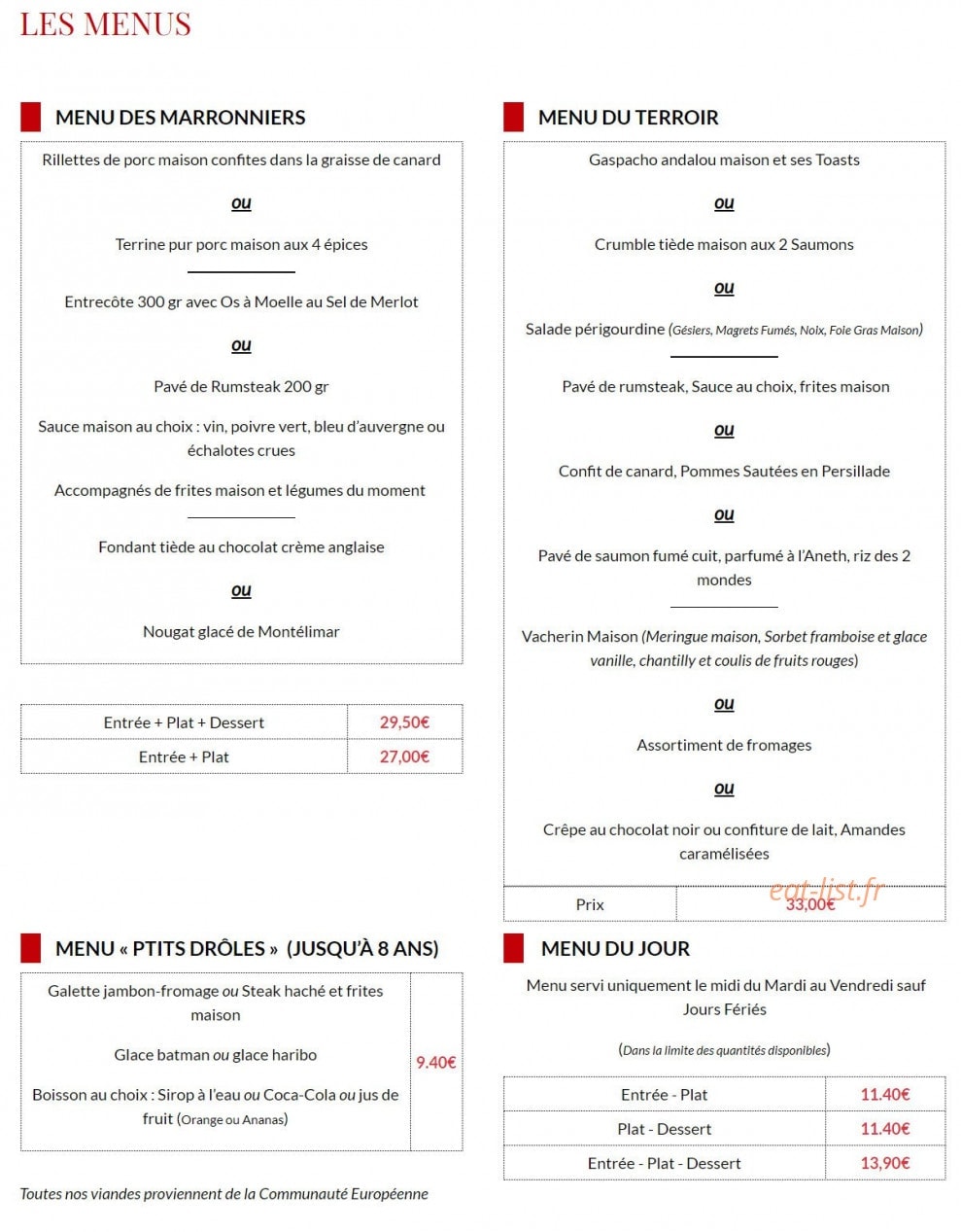 Les Marronniers — carte page 1