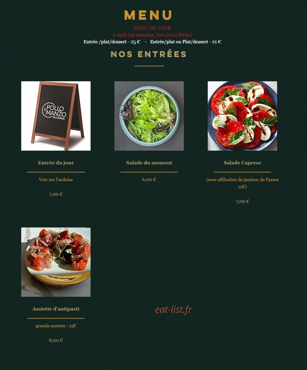 Pollo o Manzo — carte page 1