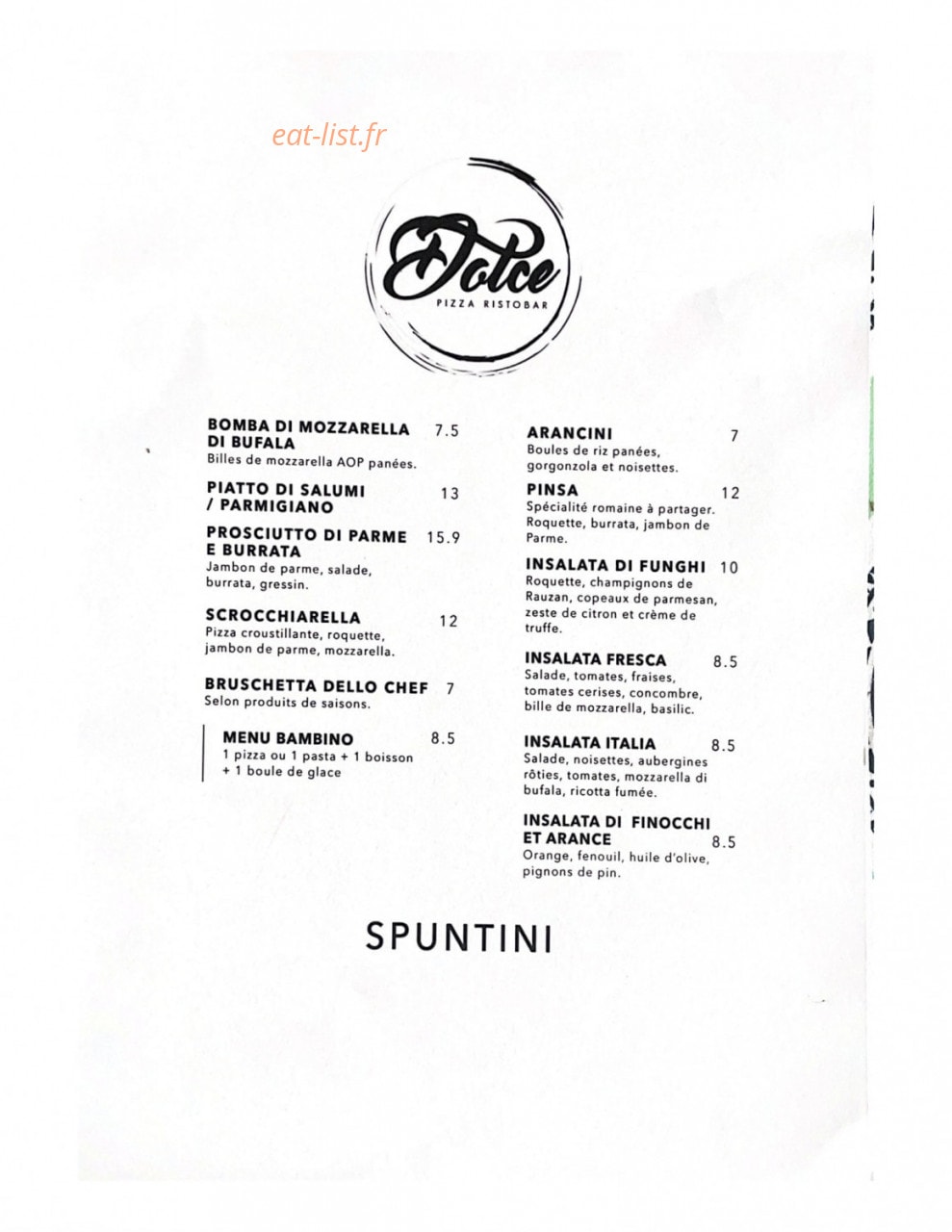 Dolce — carte page 1