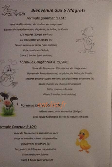 Les 6 Magrets — carte page 1