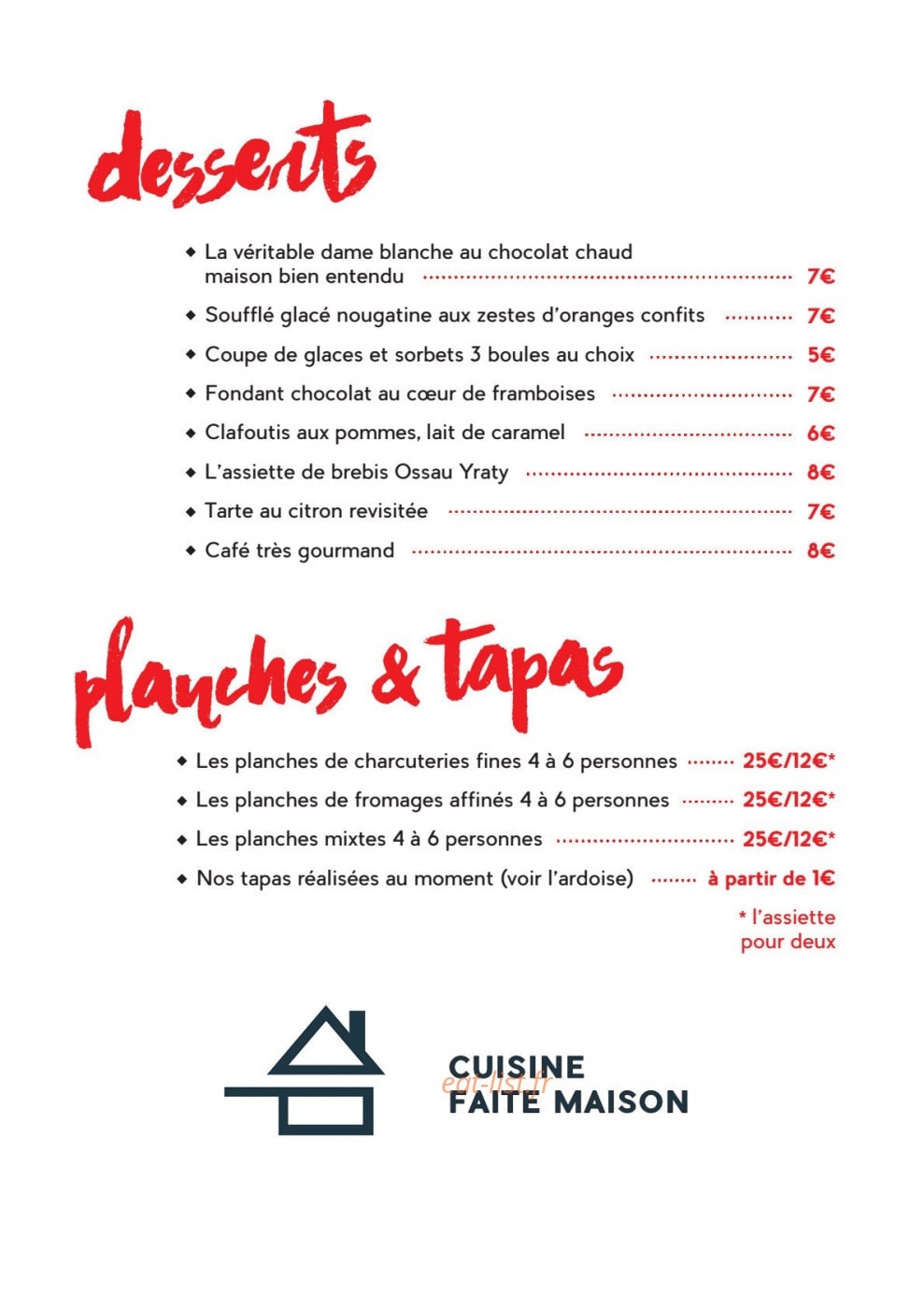 Bistrot Rouge — carte page 2