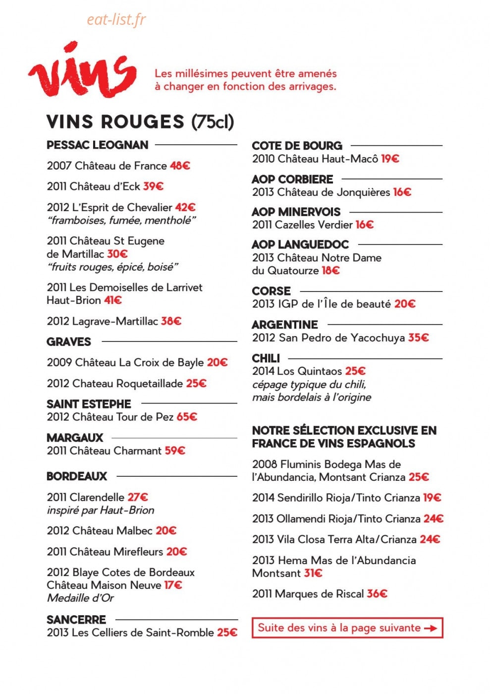 Bistrot Rouge — carte page 3