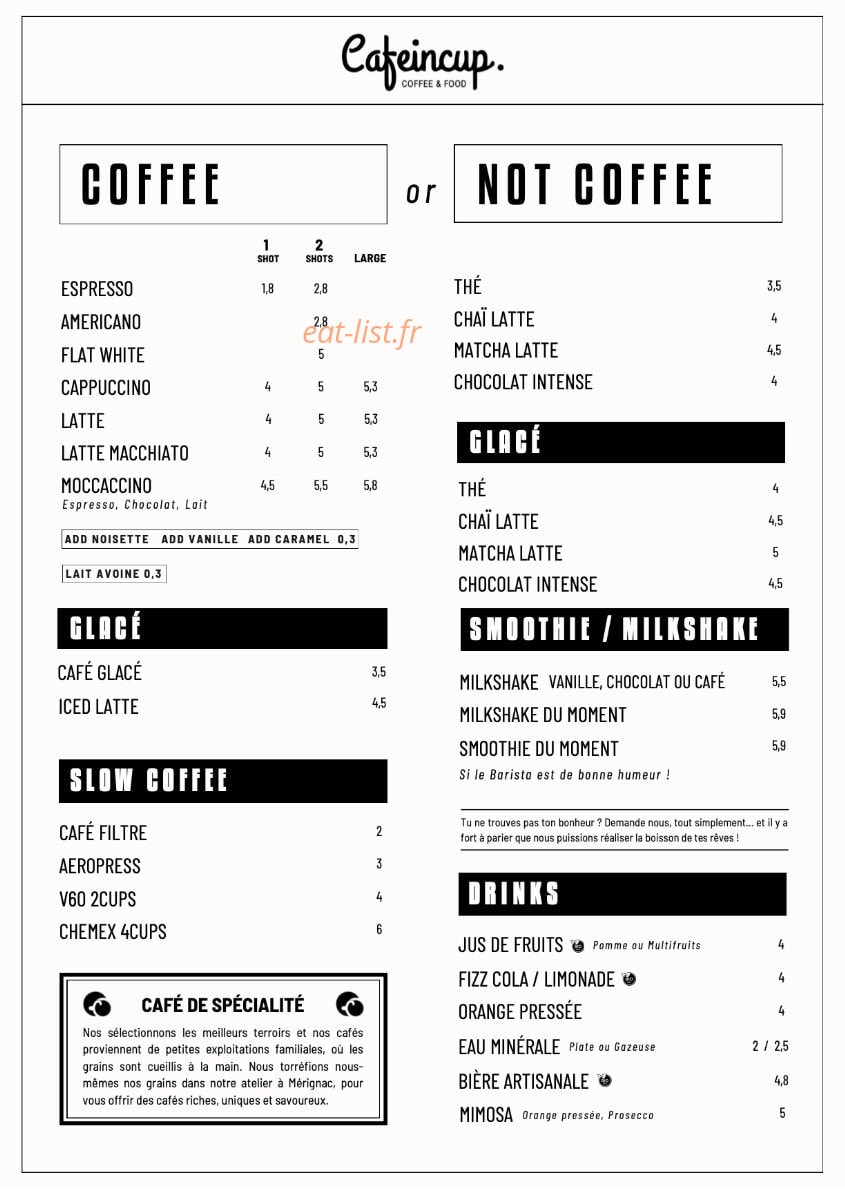 Cafeincup — carte page 1