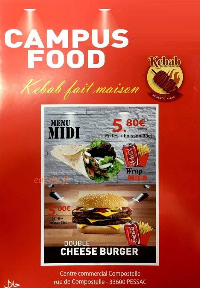 Campus Food — carte page 1