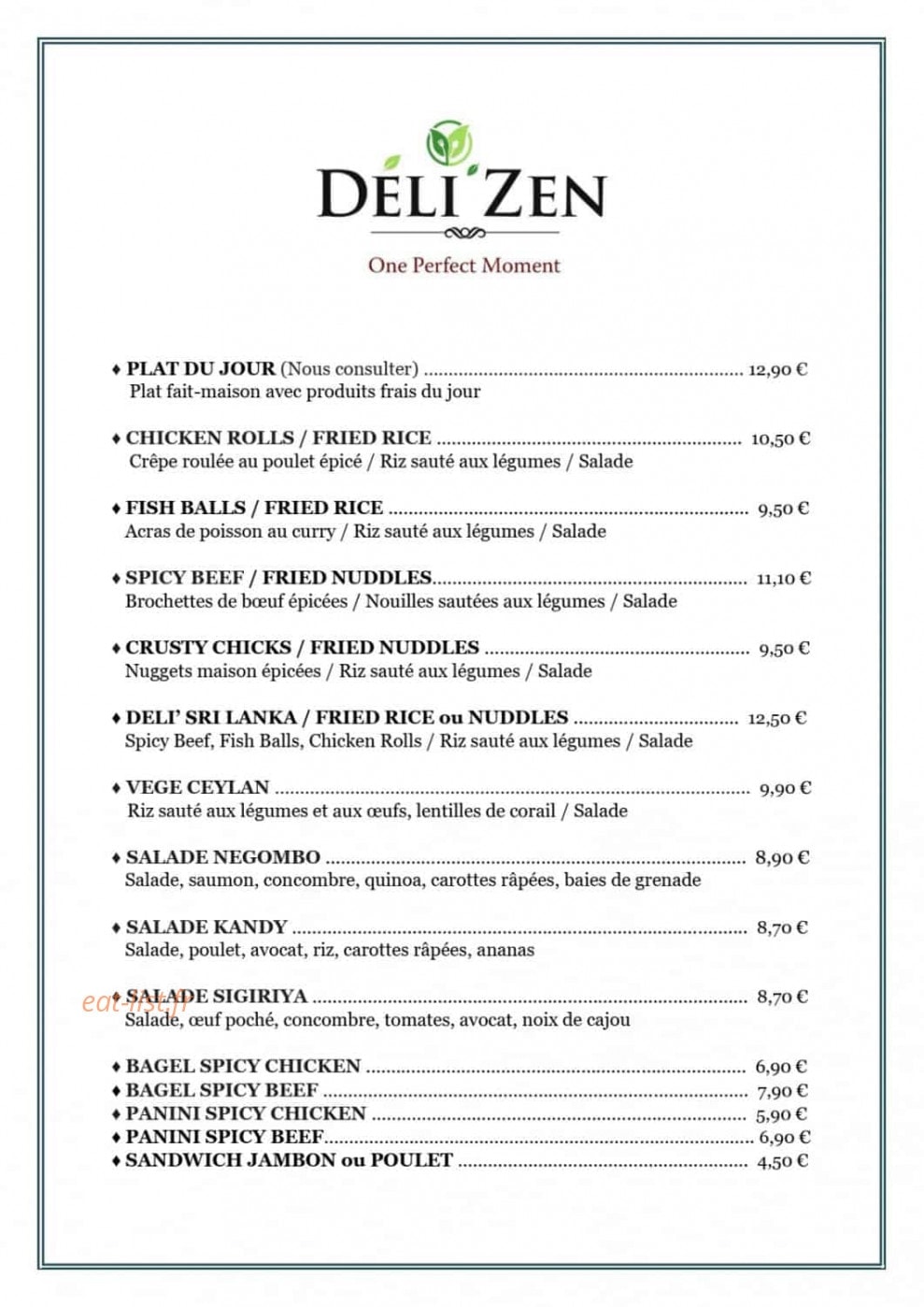 Déli'Zen — carte page 1